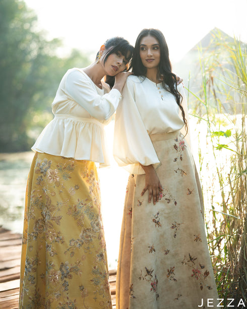 Autumn Radiance: Sequined Cotton & Satin Set 8490/83181