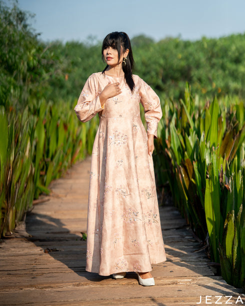 Topaz Glow: Beaded Cotton Maxi Dress 84251