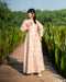 Topaz Glow: Beaded Cotton Maxi Dress 84251