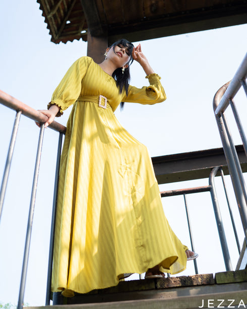 Fresh Radiance: Pear Crepe Satin Y/A Dress 79441