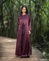Plum Noir: Textured Satin Dress & Cardigan Set 81012/7949