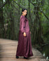 Plum Noir: Textured Satin Dress & Cardigan Set 81012/7949