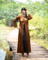 Golden Dusk: Satin Dress & Cardigan Set 81011/7949