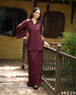 Burgundy Breeze: Pleated Chiffon Co-Ord Set 81071/82711