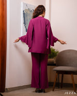 Load image into Gallery viewer, Top with Decorative Sleeve & Matching Pant Set 56561/57621