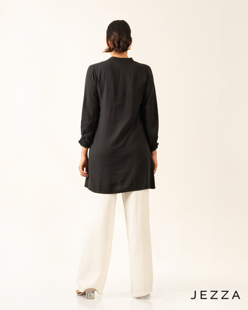 Casual Grace: Poly-Cotton Mandarin Top 67912