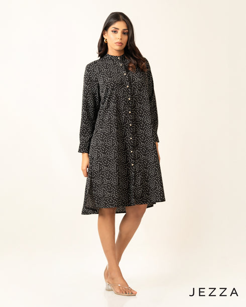 Polyester Button-Down Knee Top-Dress 70731