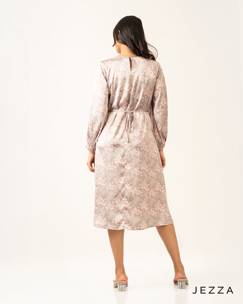 Elegant Flow: Satin Below Knee Dress Top 72131