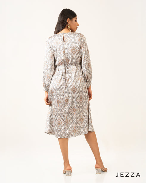 Elegant Flow: Satin Below Knee Dress Top 70941