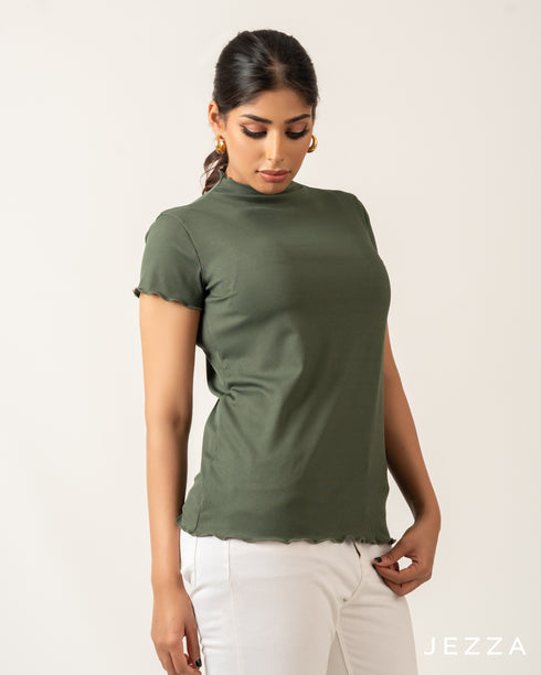 Stretch Fit Short Sleeve Hip-Length Top 70793