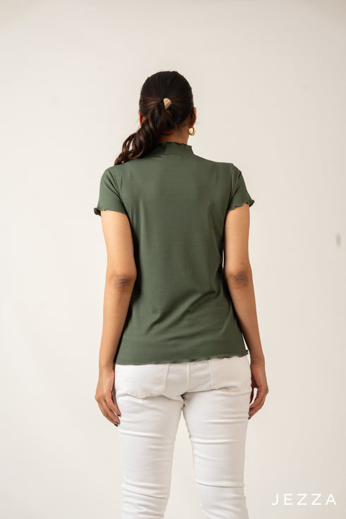 Stretch Fit Short Sleeve Hip-Length Top 70793