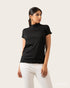 Timeless Fit: Black Mandarin High-Neck Top 70792