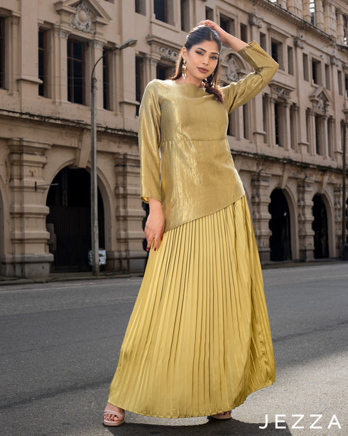 Asymmetrical Top & Pleated Skirt Set 63681