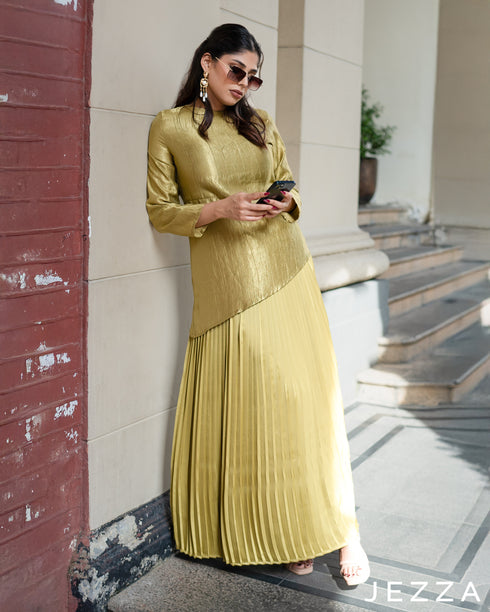 Asymmetrical Top & Pleated Skirt Set 63681