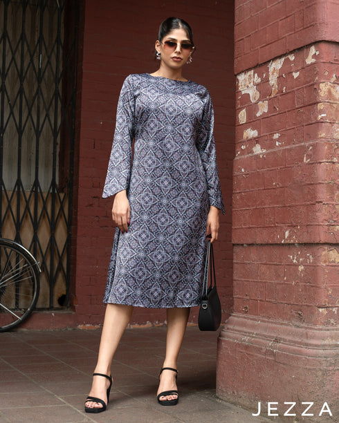 Printed Satin Dress 66441