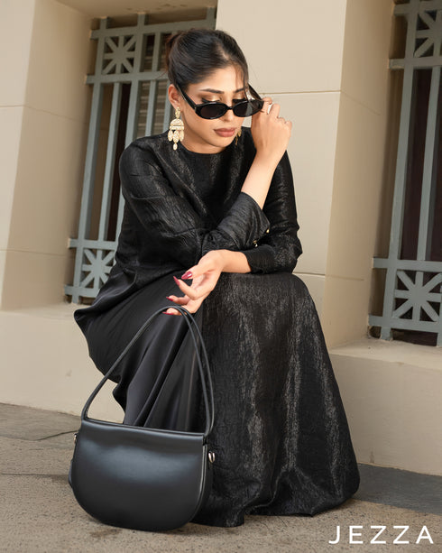 Crushed Poly & Satin Panel Dress 64021