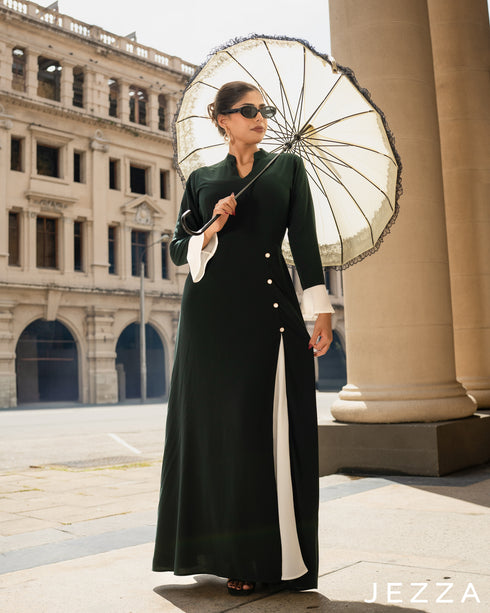 Color-Block Ankle Length Dress 64071