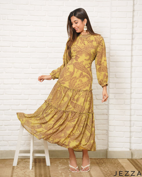 Paisley Air: Soft Chiffon Maxi Dress 83901