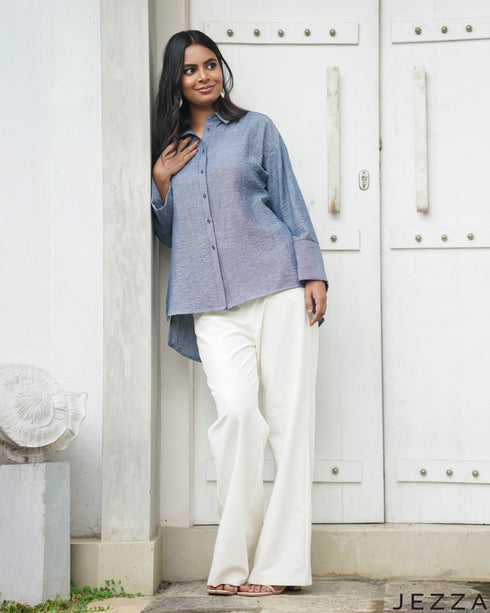 Marine Ease: Cotton Collared Relaxed Top 82191