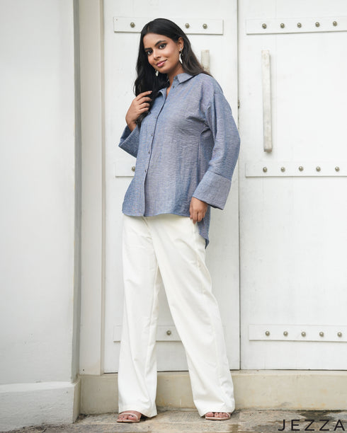 Marine Ease: Cotton Collared Relaxed Top 82191