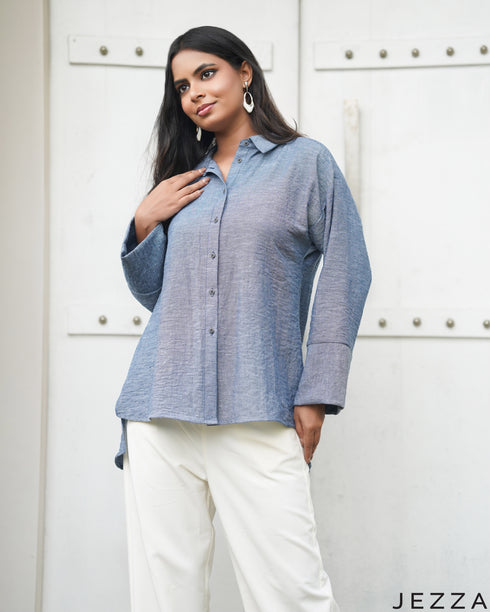 Marine Ease: Cotton Collared Relaxed Top 82191