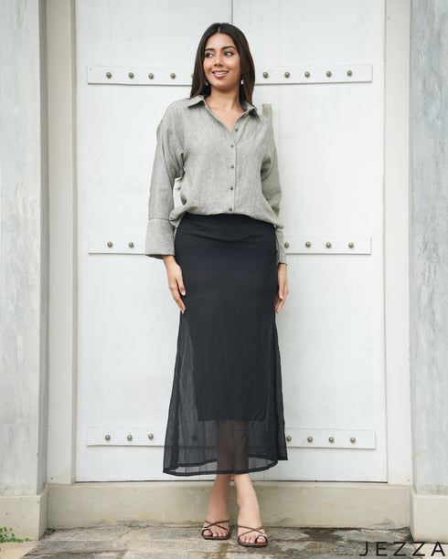 Zucchini Ease: Cotton Collared Relaxed Top 82193