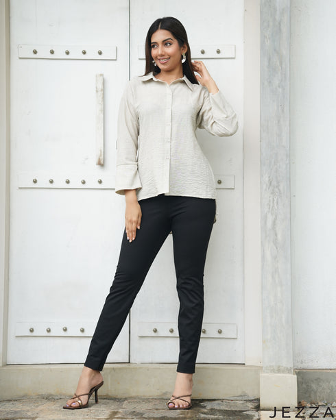 Bone Ease: Cotton Collared Relaxed Top 82192