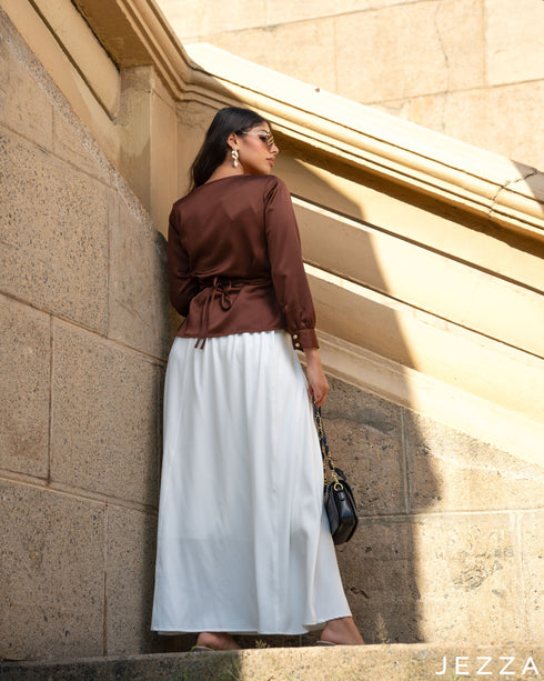 Clean Lines: White Twill Ankle Skirt 60551