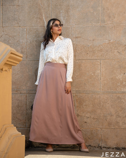 Soft Poise: Rosy Brown Ankle Skirt 70841