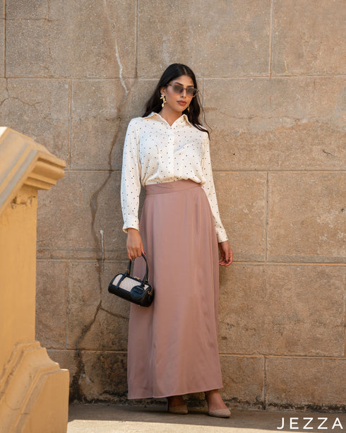 Soft Poise: Rosy Brown Ankle Skirt 70841