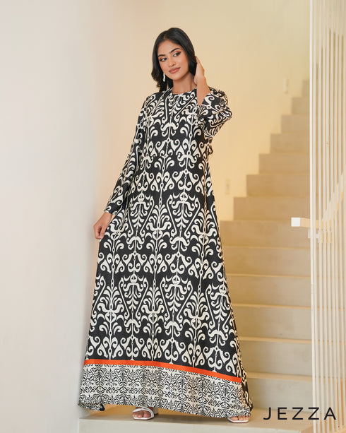 Printed Satin A-Line Dress 70631