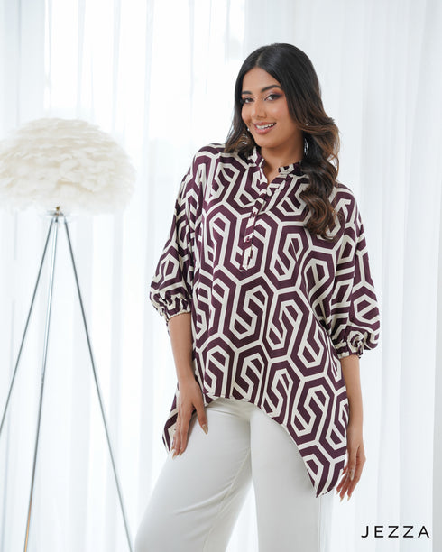 High-Low Hem Satin Top 67902