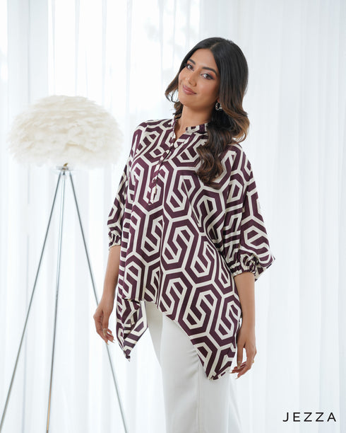 High-Low Hem Satin Top 67902