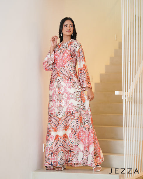 Printed Satin A-Line Dress 71061