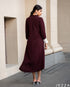 Rich Poise: Wine Red Collared Midi Top 68681