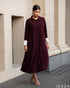 Rich Poise: Wine Red Collared Midi Top 68681
