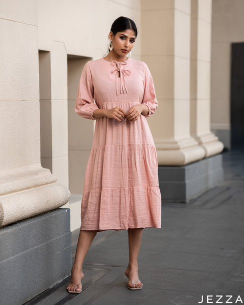 Blush Charm: Salmon Pink NM Dress 76231