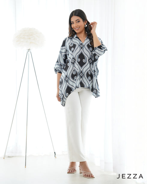 Crinkle Satin Brocade Kaftan Top 68391