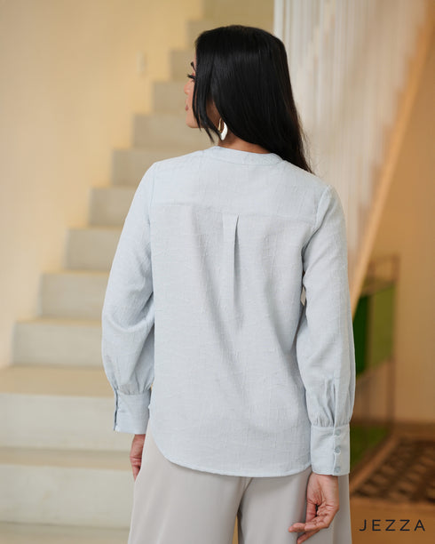 Textured Polyester V-Neck Top 66741