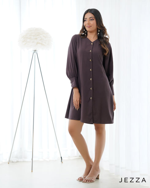 Versatile Button-Down Poly-Rayon Shirt Dress 66652