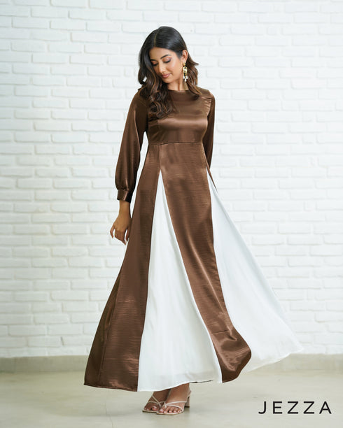 Satin and Chiffon Panel Dress 67821