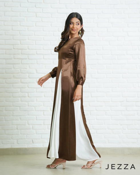 Satin and Chiffon Panel Dress 67821