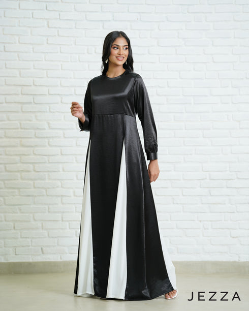 Satin and Chiffon Panel Dress 67822