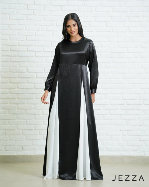 Satin and Chiffon Panel Dress 67822