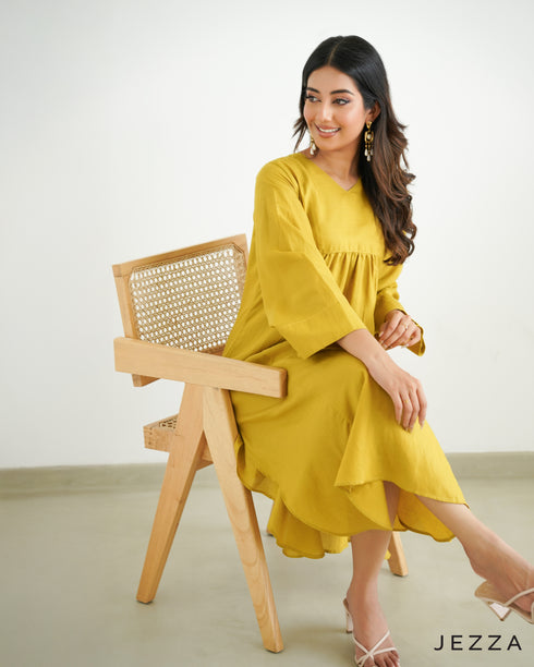 Gathered Grace Cotton Dress-Top 66771