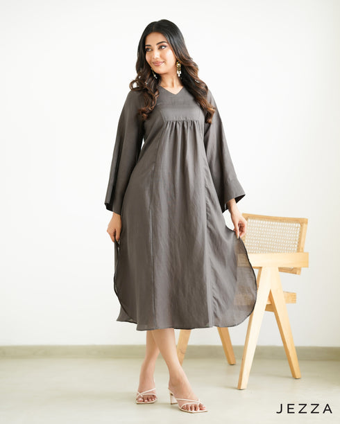 Gathered Grace Cotton Dress-Top 66772