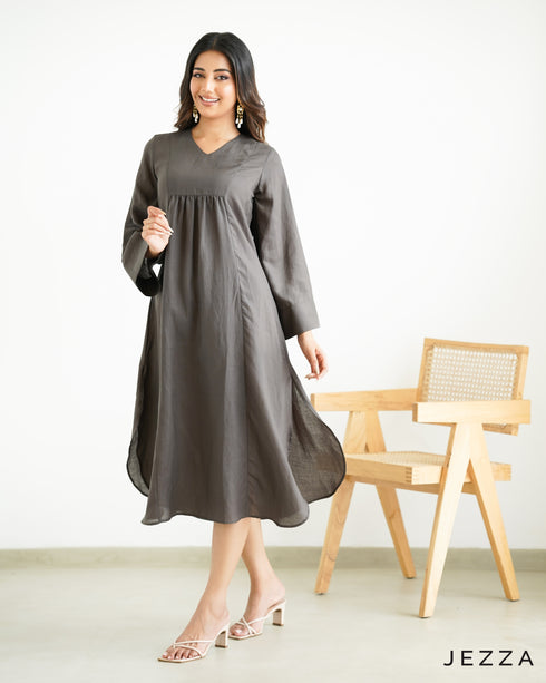 Gathered Grace Cotton Dress-Top 66772