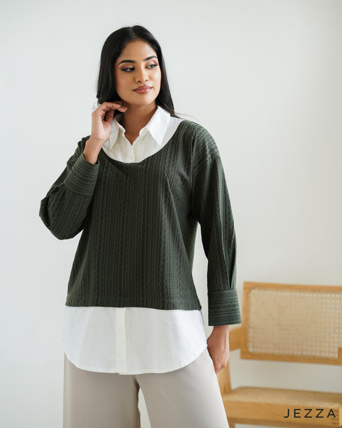 Color Block Contrast Textured Top 66181