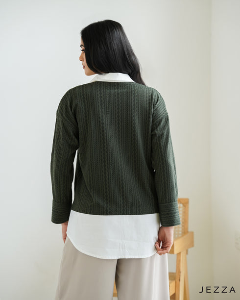 Color Block Contrast Textured Top 66181