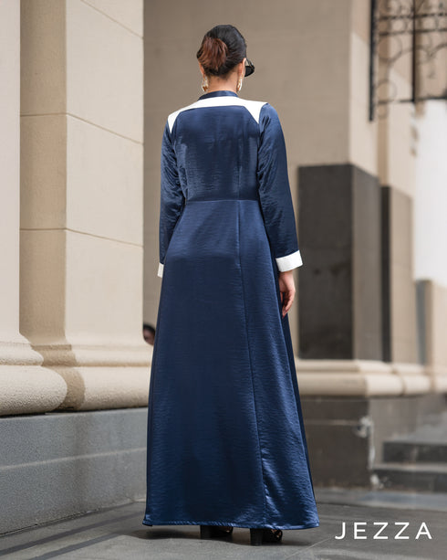 Color-Block Satin & Chiffon Dress 63713